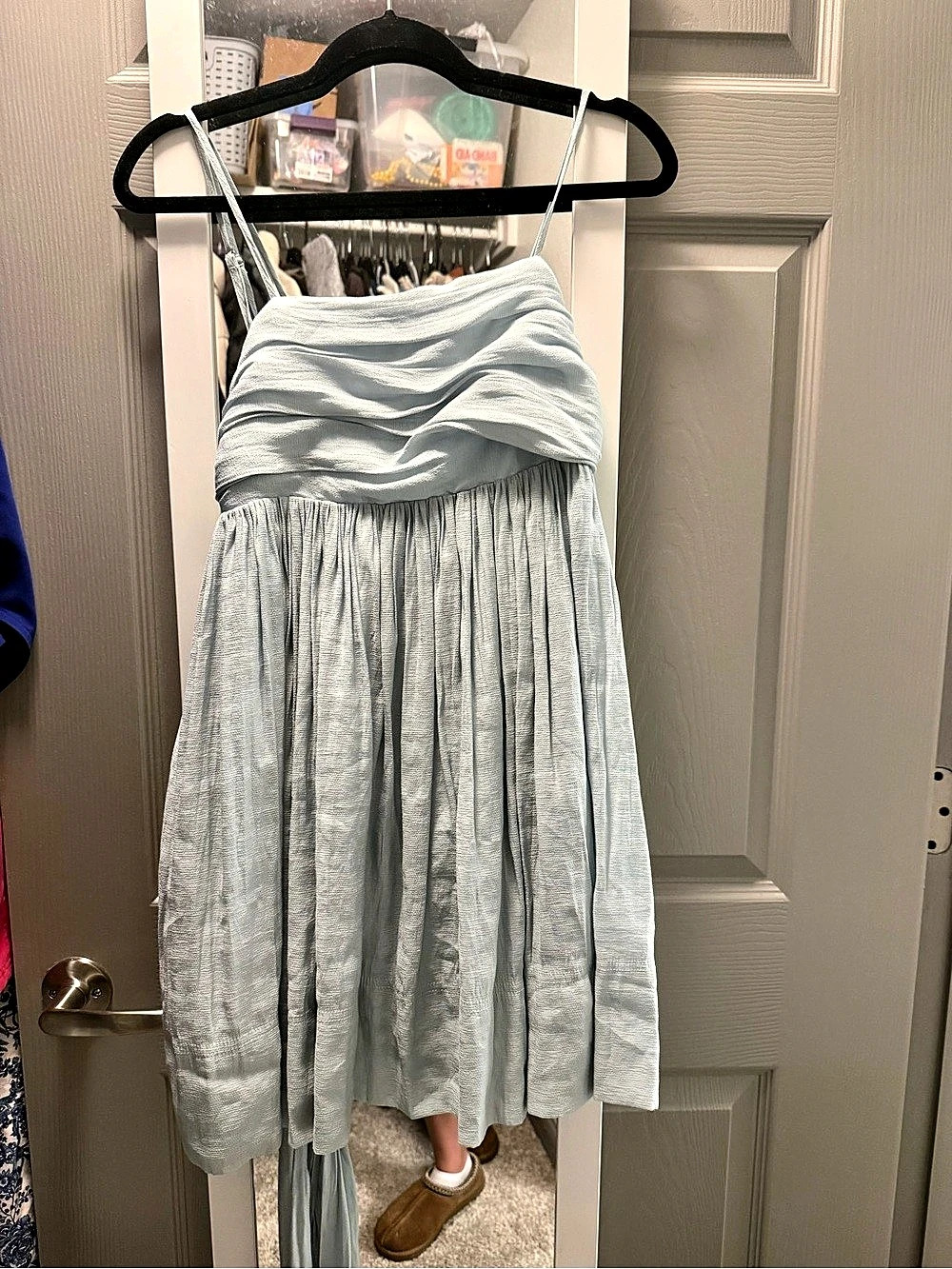 Anna Grace Light Blue Tie Front Maxi Dress Like New
